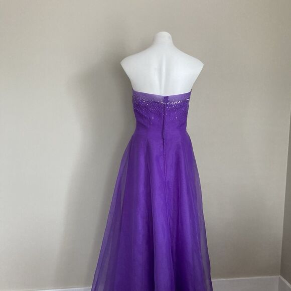Vintage 2000s Y2K Prom Dress - Strapless Purple Formal Long Gown - Size 9/10 - Picture 4 of 10